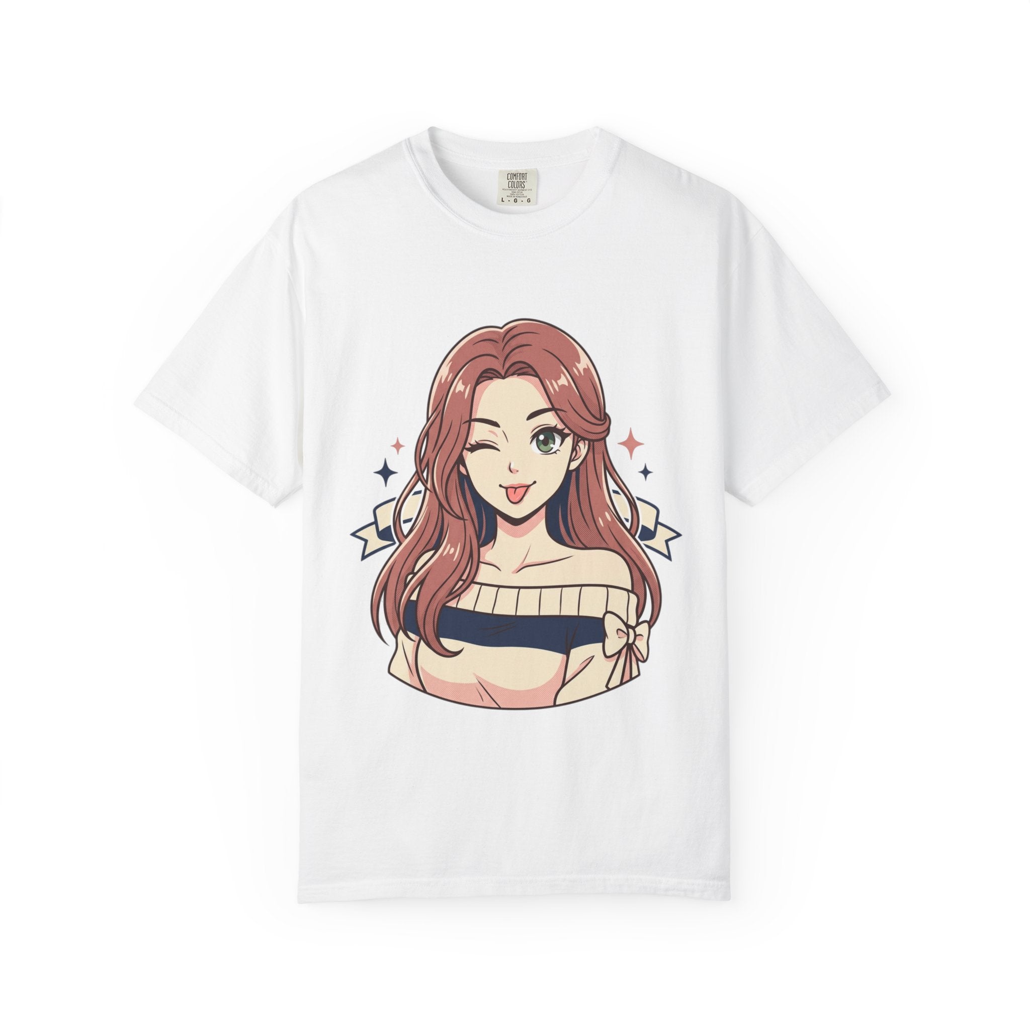 Cute Anime Girl in White T-Shirt | Minimalist Aesthetic Tee