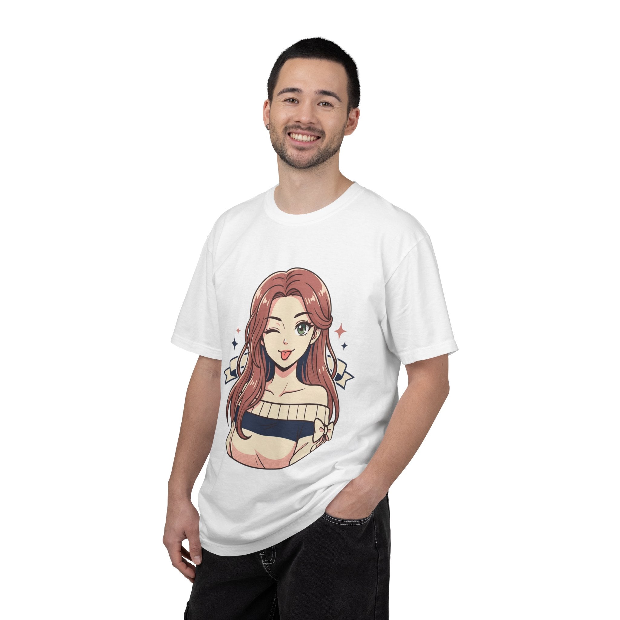 Cute Anime Girl in White T-Shirt | Minimalist Aesthetic Tee
